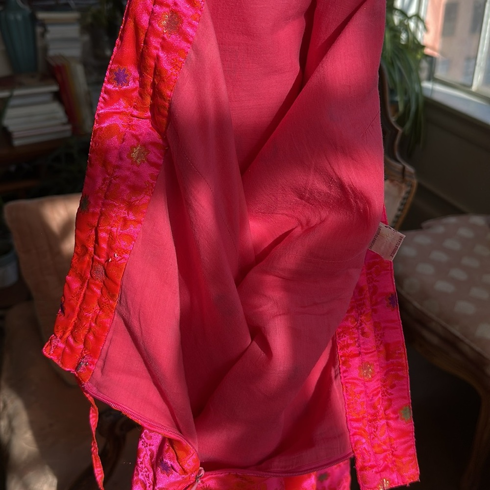 Satin Cropped Capri Summer pants Tie waist Bright pink Gold floral Green Purpl - Picture 8 of 10